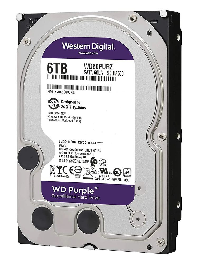 حافظه HDD اینترنال وسترن دیجیتال WD Purple ظرفیت 6 ترابایت | WD64PURZ | هارد مخصوص دوربین مداربسته